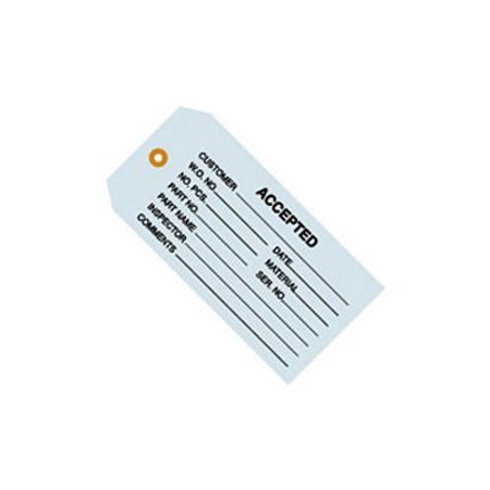 THE PACKAGING WHOLESALERS Inspection Tags, "Accepted", #5, 4-3/4"L x 2-3/8"W, Blue, 1000/Pack G20011